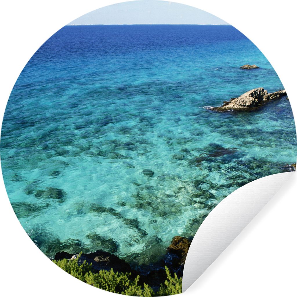 MuchoWow Runde Wandtattoo - Wandsticker Tapete Aufkleber Klares blaues Wasser vor der Insel Isla Mujeres Ø 50 cm Selbstklebend und Repositionier...
