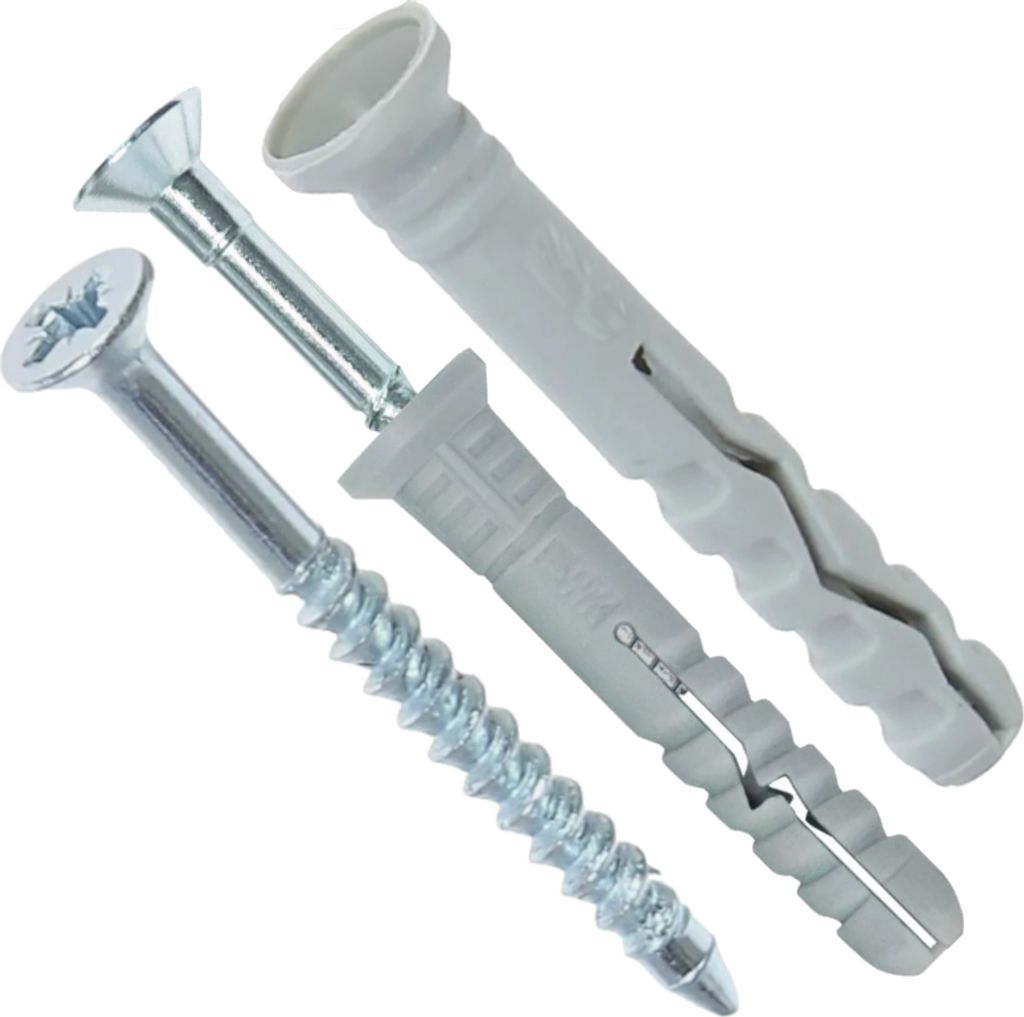 100 Schlagdübel 6x80mm, verzinkt, Senkkopf – Einschlagdübel für Beton, Mauerziegel & Naturstein, inkl. Polypropylen