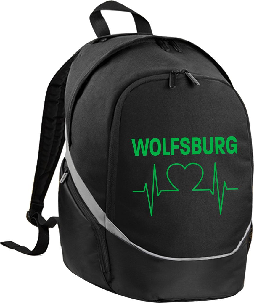 multifanshop Rucksack - Wolfsburg - Herzschlag, schwarz, Größe one size