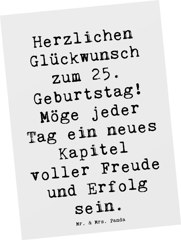 Mr. & Mrs. Panda Postkarte Spruch 25. Geburtstag - Weiß - Geschenk, Geschenke, Happy Birthday, Meilenstein, Lebenswünsche, Grußkarte, einzelkart...