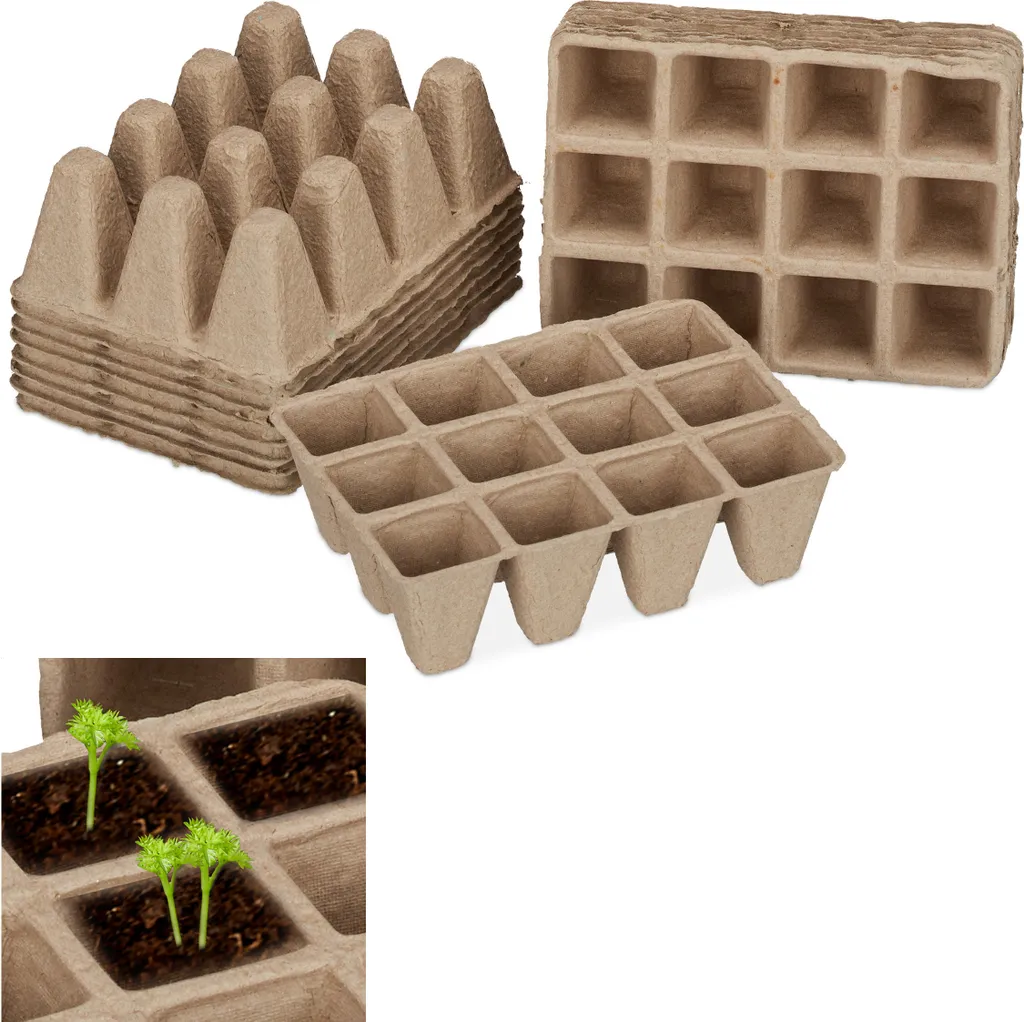 Godet de semis carré noir Relaxdays lot de 1224 pièces pour jardin