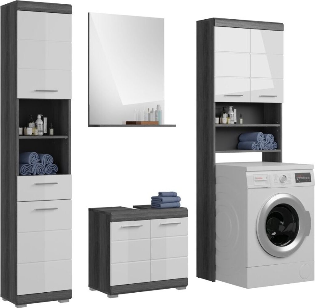 Meublorama XX-X06B2B12, Silber, 6 Tür(en), 1 Schublade(n), 7 Regale, 340 mm, 1900 mm