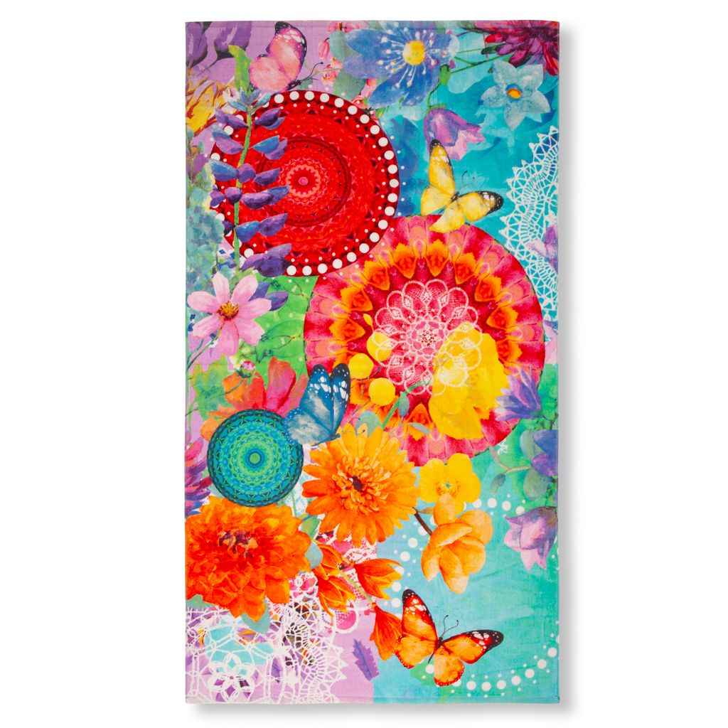 Beach towel HIP 100x180 cm - mandalas and flowers