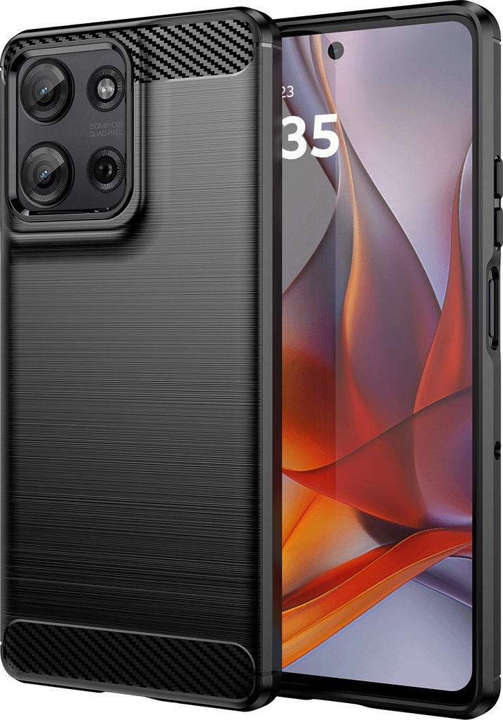 Hülle für Motorola Moto G75 - Phonesta Carbon Silikon Back Cover - Schwarz