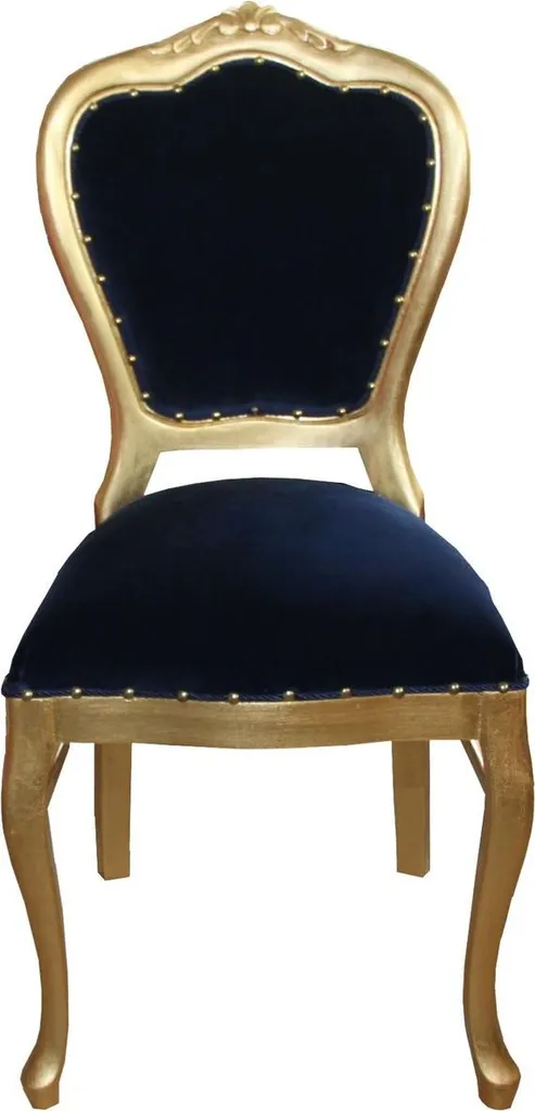 Casa Padrino Chaise Baroque Bleu Royal et Or Luxe Édition Limitée 105cm
