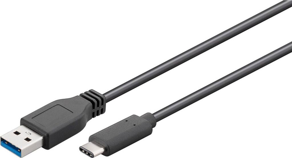 Wentronic USB-C auf USB A 3.0 Kabel, schwarz, 0.15 m - USB 3.0-Stecker (Typ A) > USB-C -Stecker