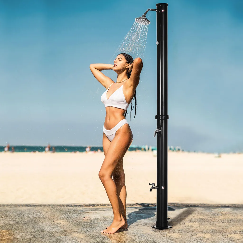 Douche solaire de jardin en zinc noir, modèle premium ZN-20