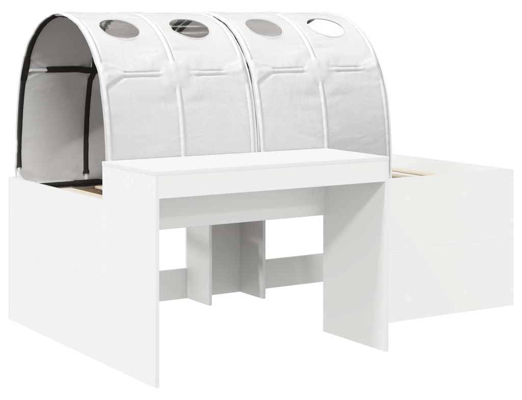Bettrahmen mit Tunnel mit Regal 3 pcs Weiß Holzwerkstoff