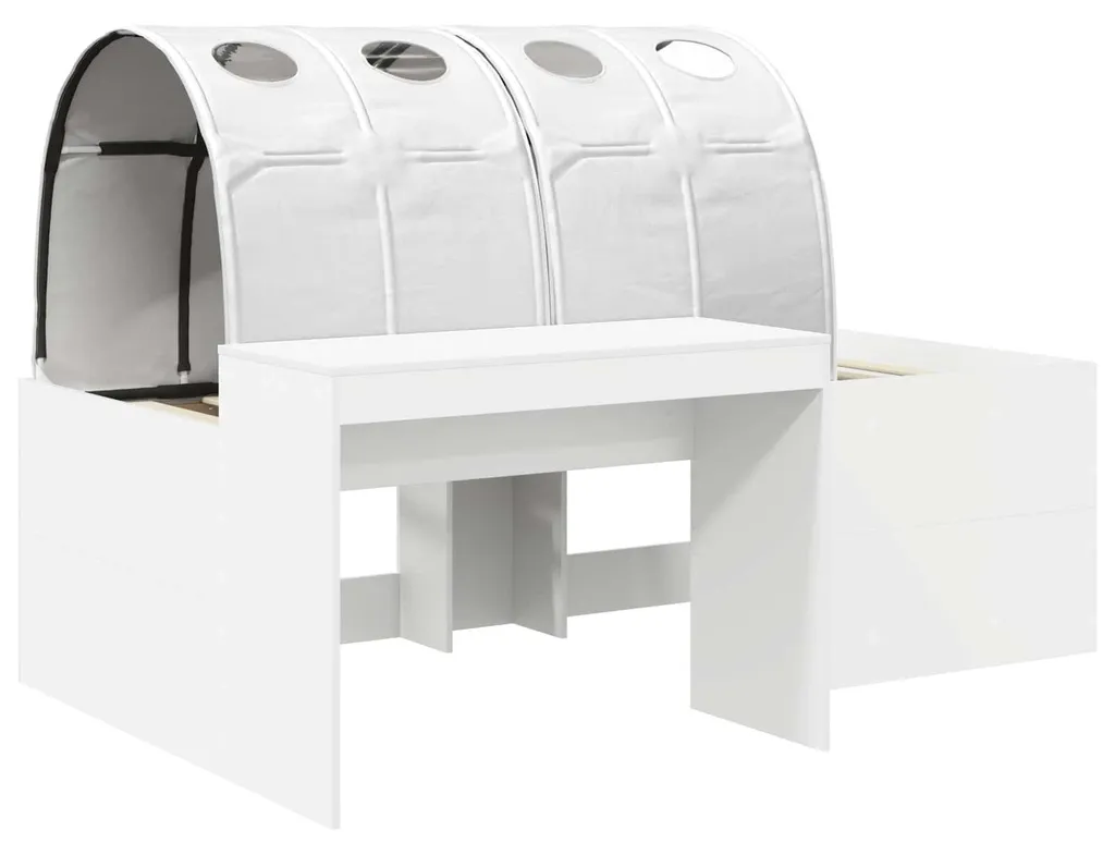 Cadre de lit robuste chêne Artisan et blanc, ensemble 3 pièces design
