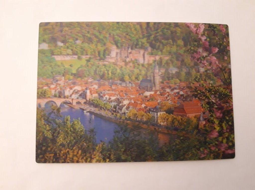 3 D Ansichtskarte Heidelberg Stadtansicht, Postkarte Wackelkarte Hologrammkarte Schloß Brücke