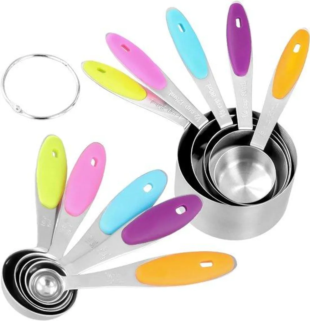 Set de 10 tasses et cuillères à mesurer en acier inox pour pâtisserie