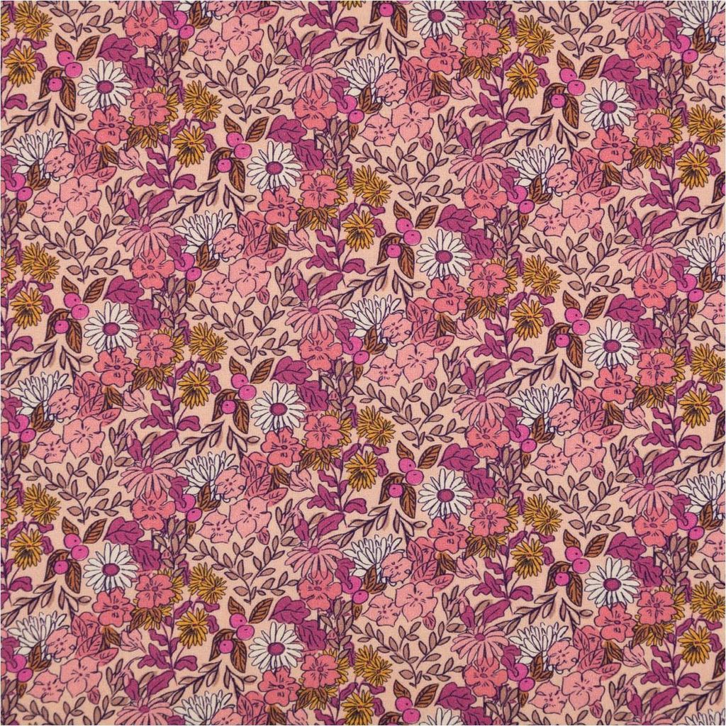 Viskose Stoff für Bekleidung Souzza Blümchen rosa 1,45m Breite