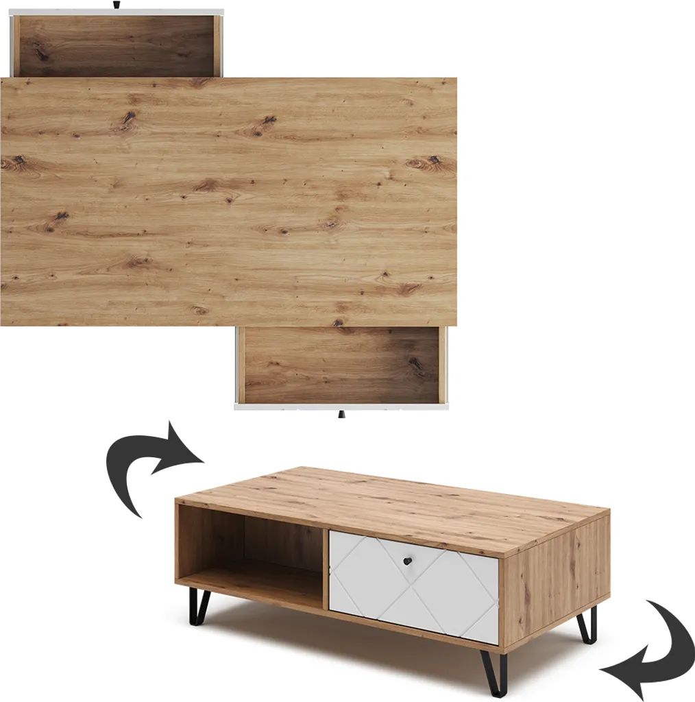 Table basse Vicco Nizza Chêne Artisan 110x60cm Modèle 40256 Robuste - 6