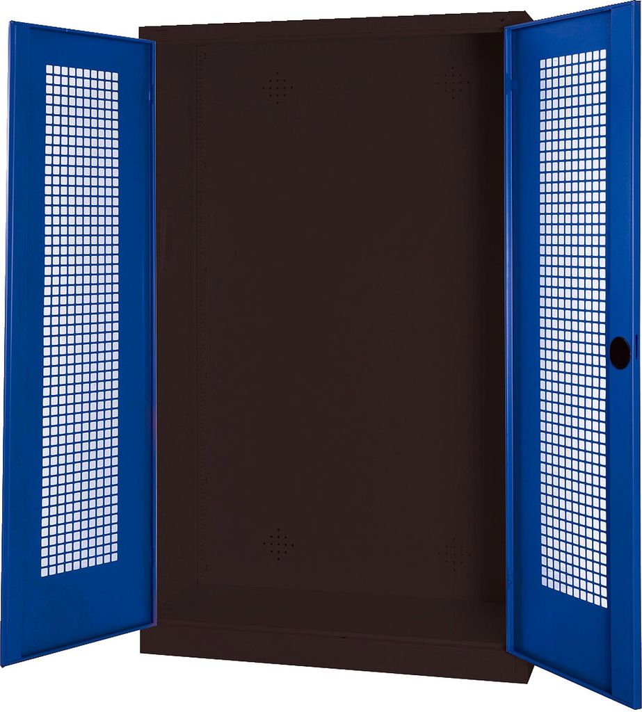 C+P Modul-Sportgeräteschrank mit Lochblech-Flügeltüren, HxBxT 195x120x50 cm, Enzianblau (RAL 5010), Ergo-Lock Muldengriff, Anthrazit (RAL 7021),...