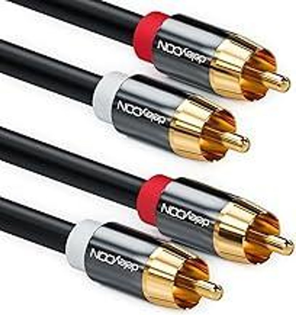 10m Cinch Stereo Audio RCA Kabel - 2x Stecker - für HiFi?Anlage, HiFi?Receiver, Heimkino, Blu?Ray Player - Schwarz