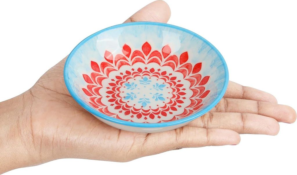 Runde Porzellan Sauce Dip-Schalen Set - 10 cm und 70 ml - Mini Servierschalen - Vorspeisen Snacks - Gewürzschalen & Präsentierplatten