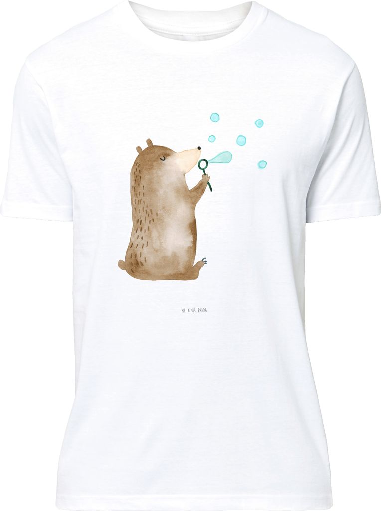 Mr. & Mrs. Panda Tshirt Bär Seifenblasen - Weiß - Geschenk, Shirt, T-Shirt, Lustig Sein Glücklich Traurig Happy, Motiv, S, Teddy, Lustiges