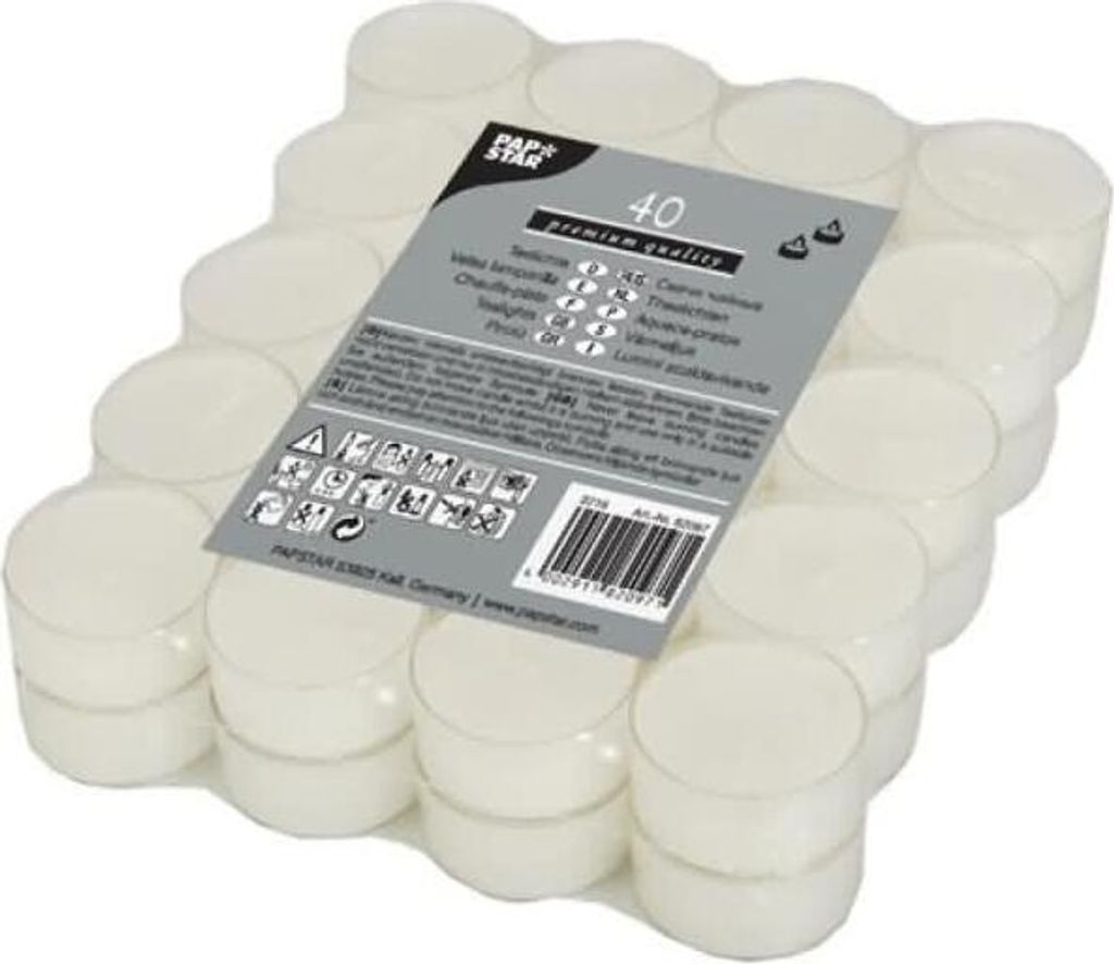 40 čajových svíček Ø 38 mm - 19 mm bílé v polykarbonátovém Obrázek produktu 3