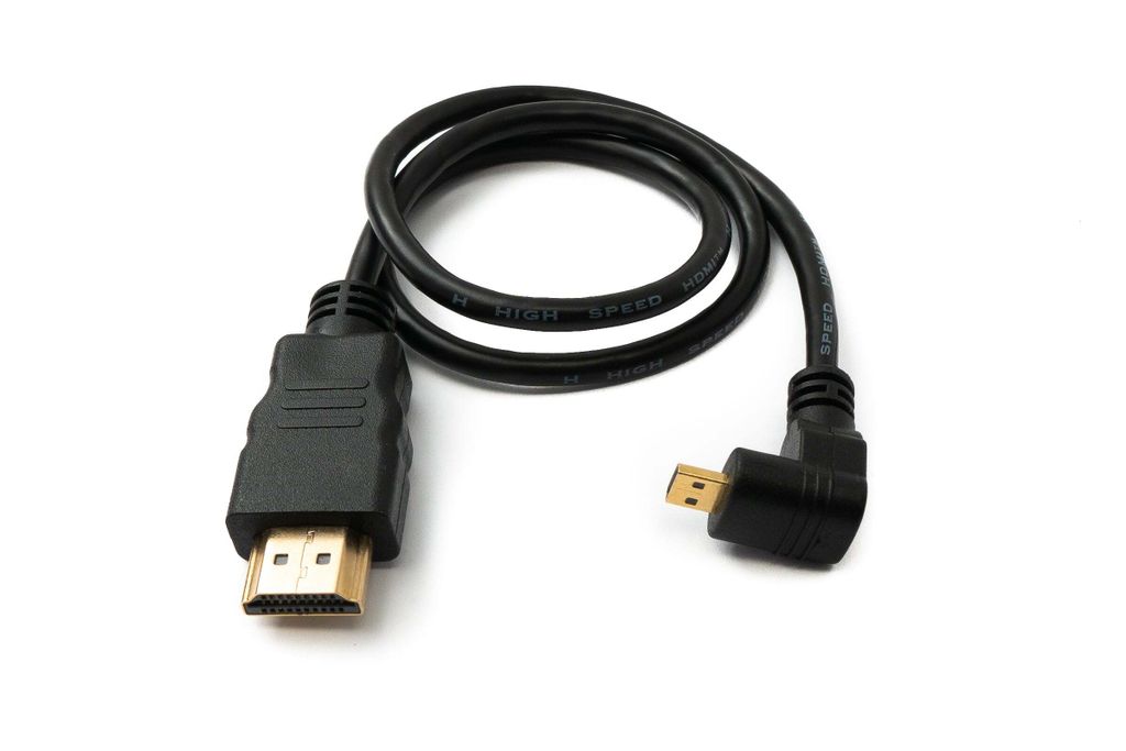 SYSTEM-S HDMI 1.4 Kabel 50 cm Typ A Stecker zu Micro Stecker Winkel in Schwarz