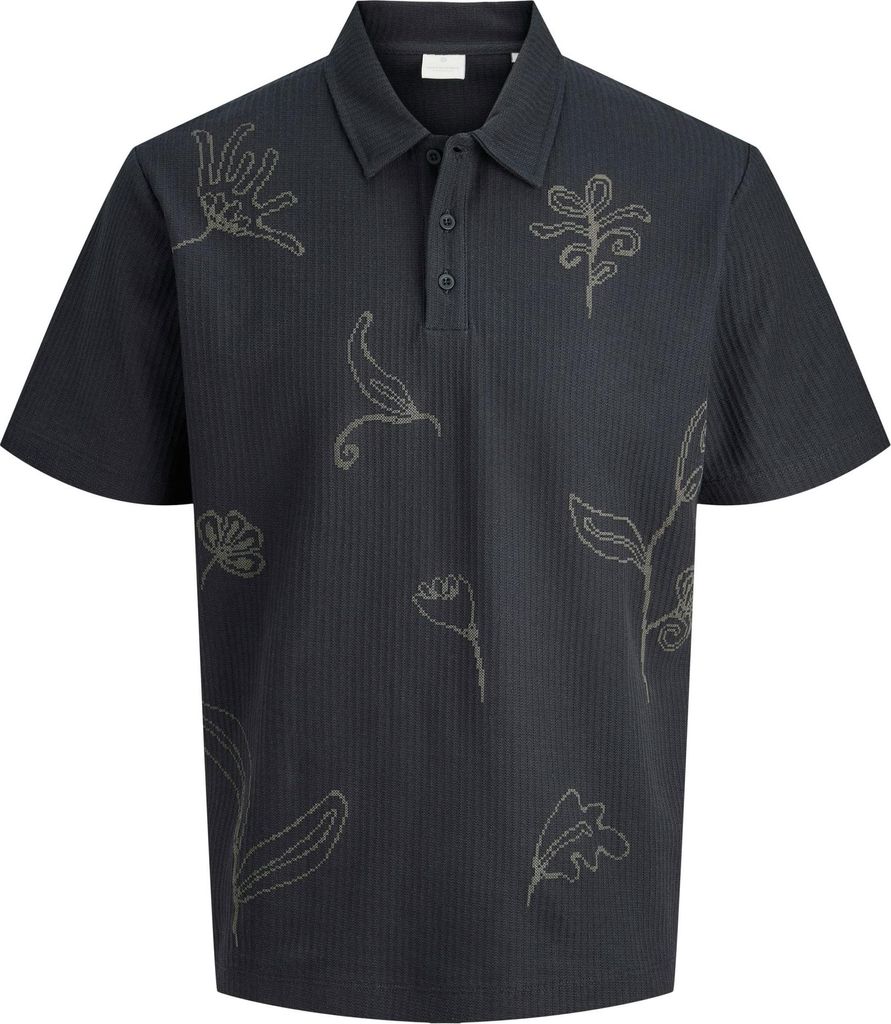 JACK & JONES Feinstrick Poloshirt mit Botanik-Stickerei Kurzarm Größe: S