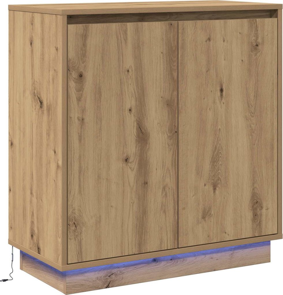 vidaXL LED-Sideboard Artisan-Eiche 71 x 34,5 x 75 cm Holzwerkstoff