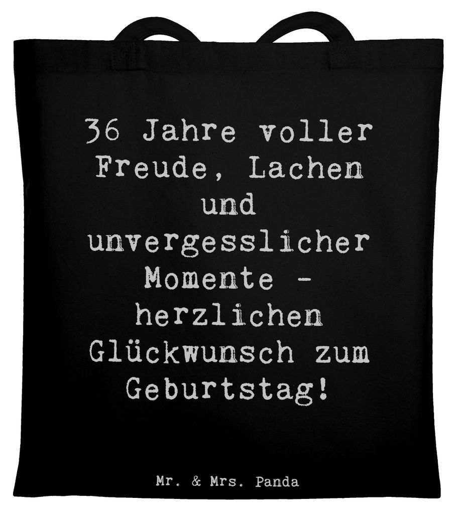 Mr. & Mrs. Panda Tote Bag Spruch 36. Geburtstag - Schwarz - Geschenk, Lachen, Geburtstagsspruch, Happy Birthday, Laptoptasche, Jutebeutel, Lebensfr...