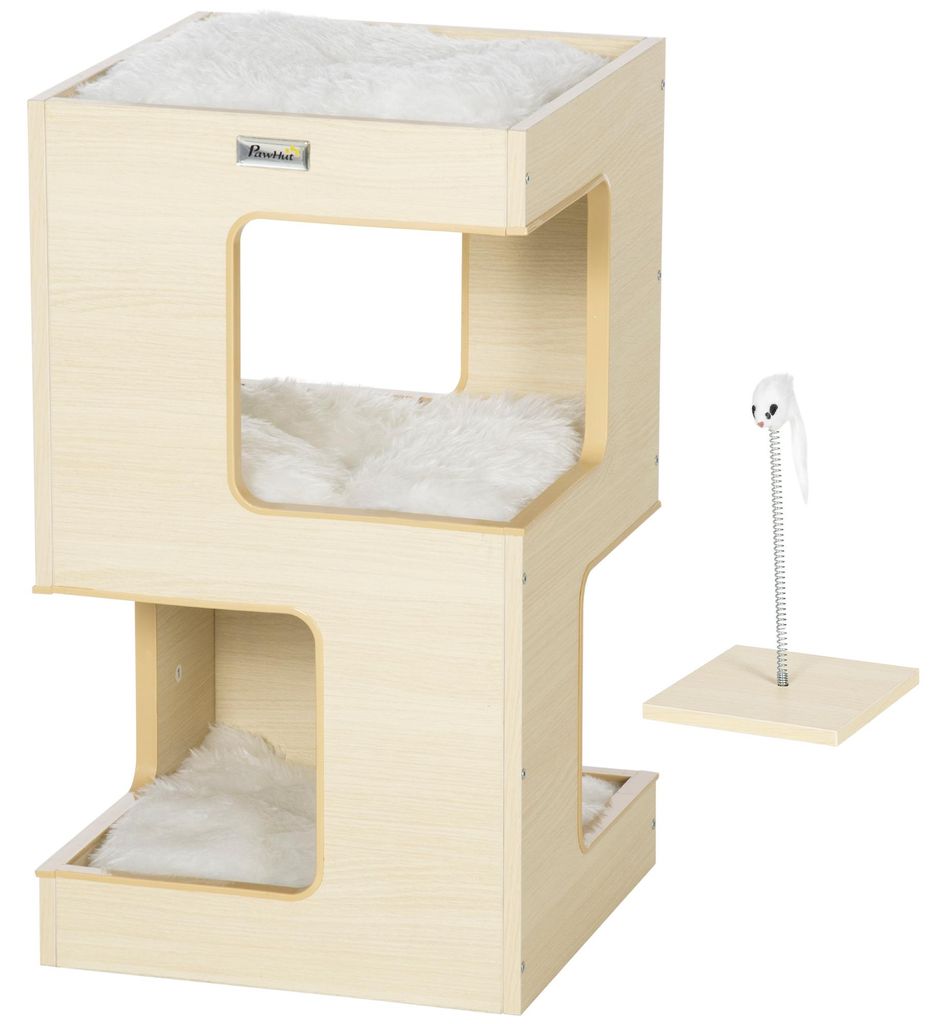 PawHut kattenhuis, kattenhut, drielaags kattenmeubel met Productafbeelding 
