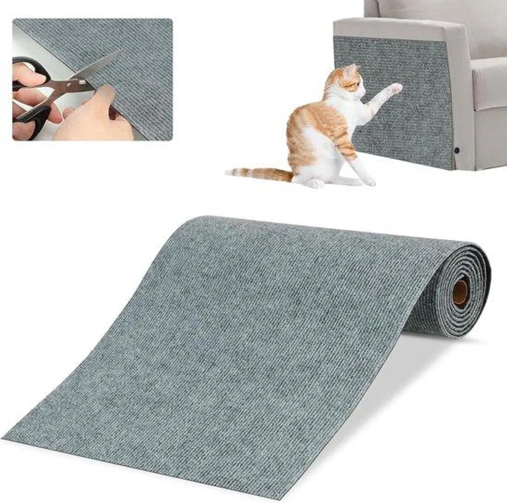 Tapis à gratter mural pour chat 200 x 40 cm - Protège canapé gris foncé