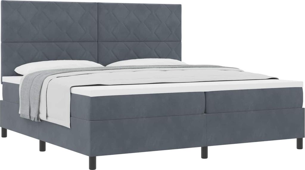 "WINTER SALE"Boxspringbett Modernes/Doppelbett - Polsterbett Erwachsene/r /Kind - mit Matratze Dunkelgrau 200x200cm Stoff - Klassische Betten NeuM...