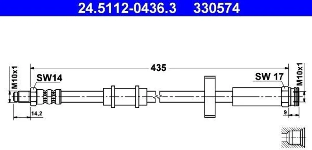 Flexible de frein hydraulique pour Ducato - Qualité ATE 24.5112-0436.3