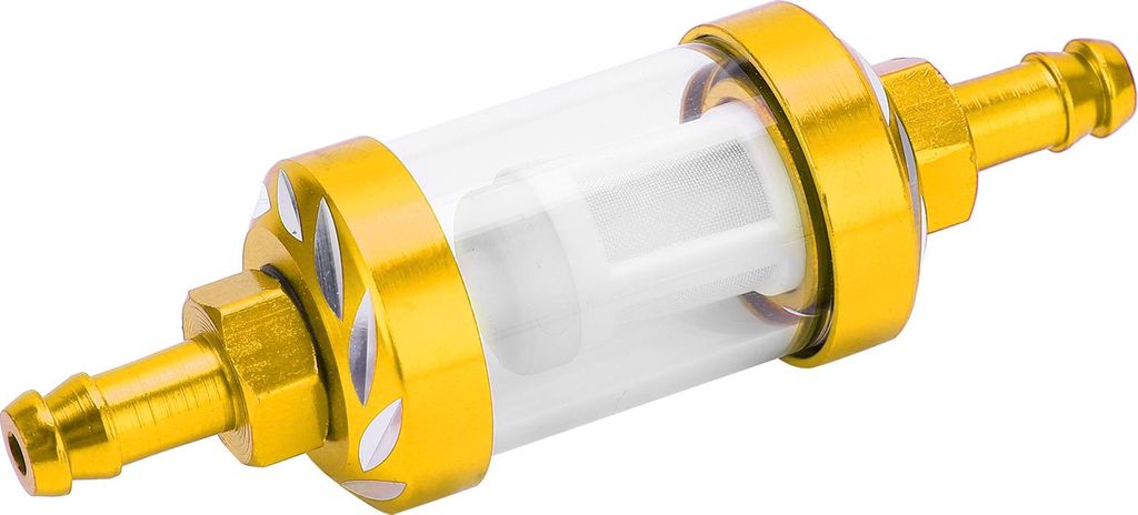 Glas-Kraftstofffilterelement, Gehäuse aus Aluminiumlegierung, Ersatz für Autos, ATV, SUV, Motorräder, Pitbikes, Gelb