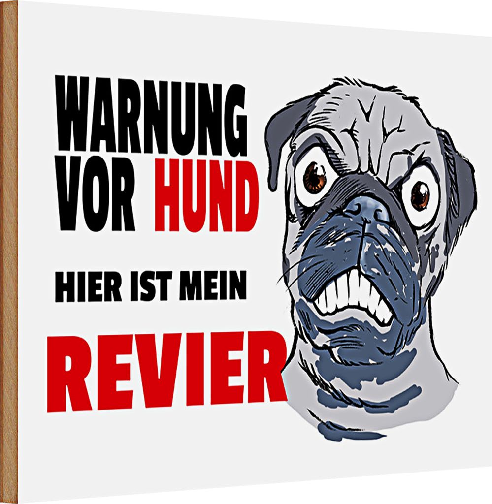 Holzschild Spruch Warnschid 30x20cm Warnung Hund mein Revier