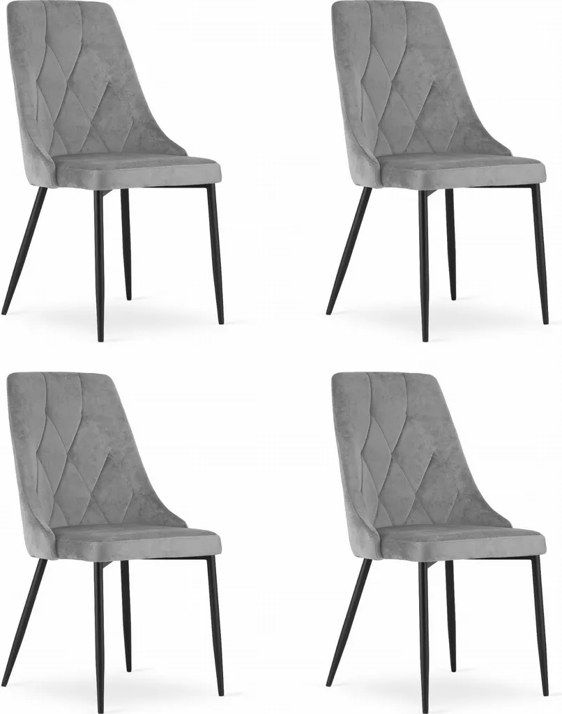Chaise en Velours Gris Clair Imola - Ensemble de 4 chaises salle à manger