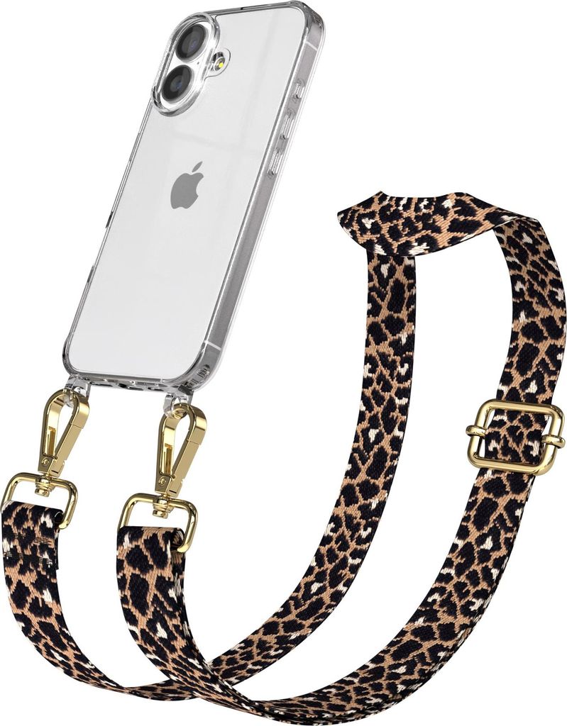 EAZY CASE Handykette - Verstellbarer Trageriemen kompatibel mit Apple iPhone 17, Handykordel mit transparenter Silikon-Hülle, Band in Schwarz