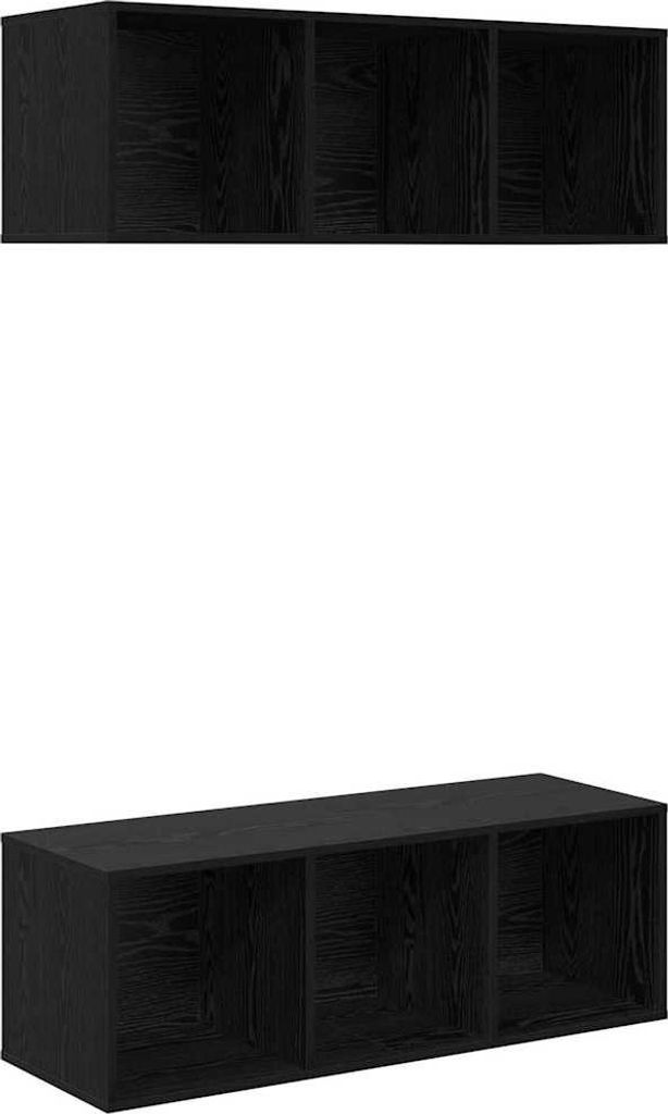 TV-Schrankset 2 pcs Schwarz Eichen-Optik 37 x 37 x 107 cm
