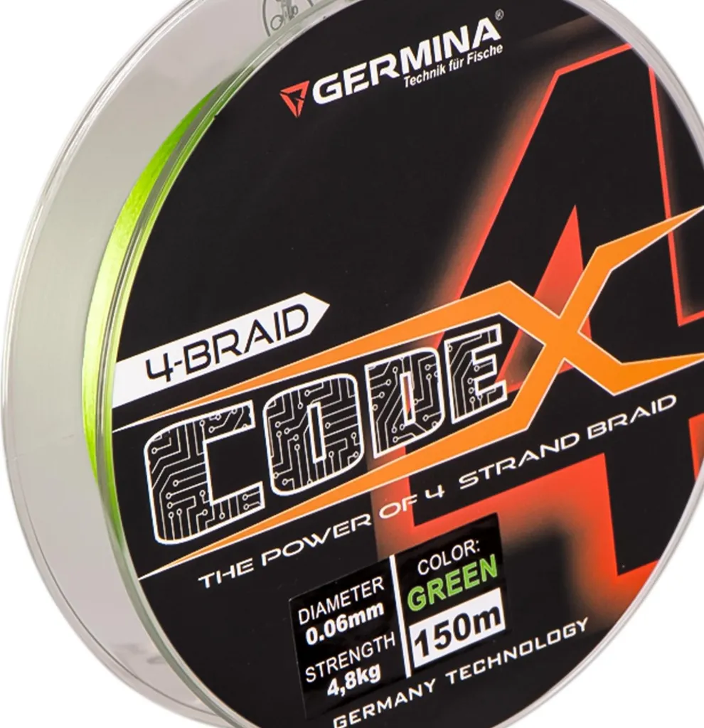 Germina 4-Braid Code 0,16 mm Vert - Ligne de Pêche 150m Haute Résistance - 2