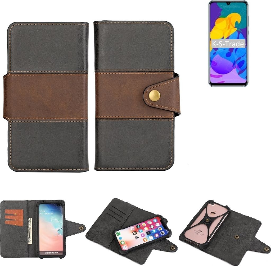 K-S-Trade Handyhülle Schutzhülle Hülle Bookstyle Wallet-Case kompatibel mit Huawei Honor Play 4T Pro Bumper Rundumschutz schwarz-braun 1x
