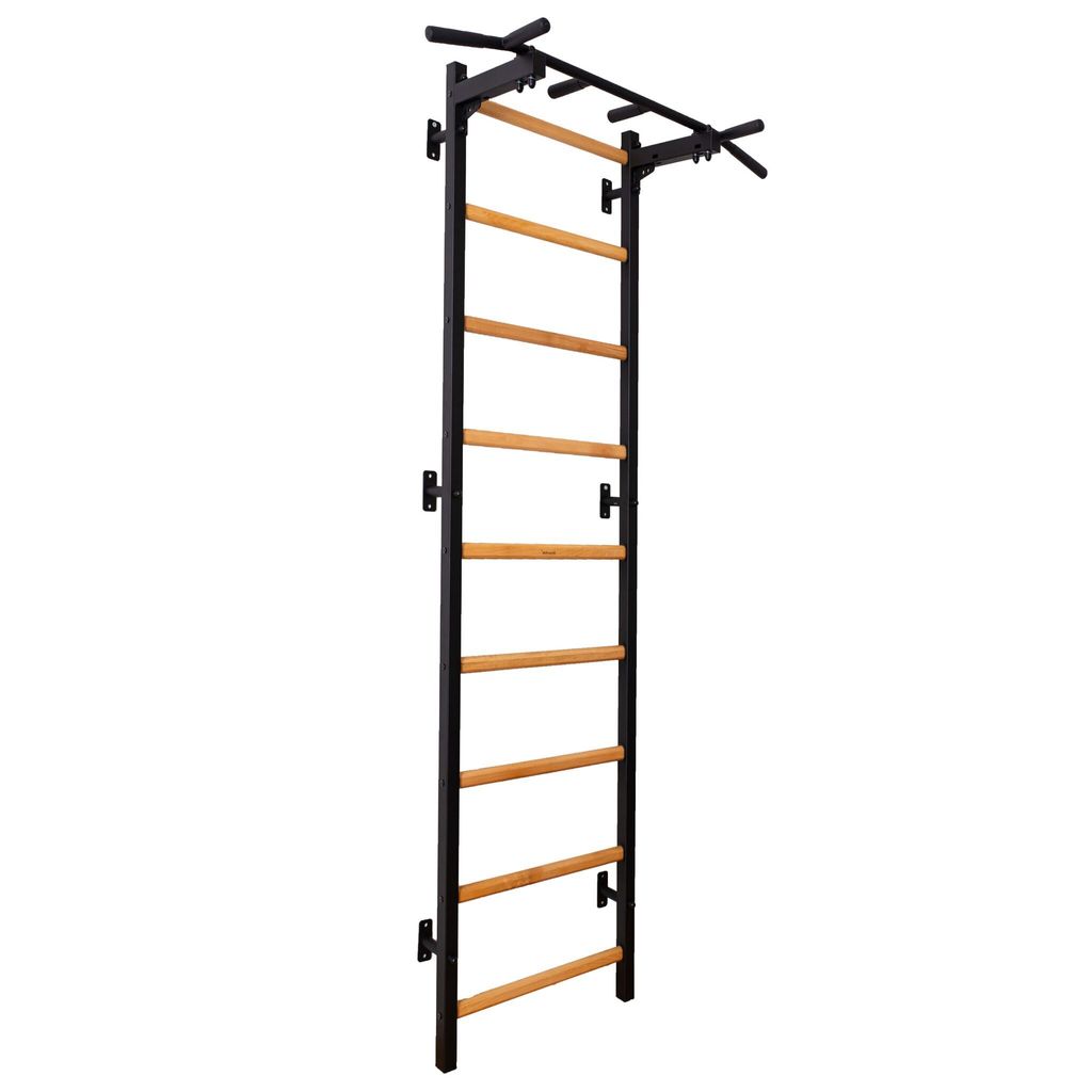 BenchK Sprossenwand Fitness-System "721", mit fest montierter Klimmzugstange, 721B, Schwarz