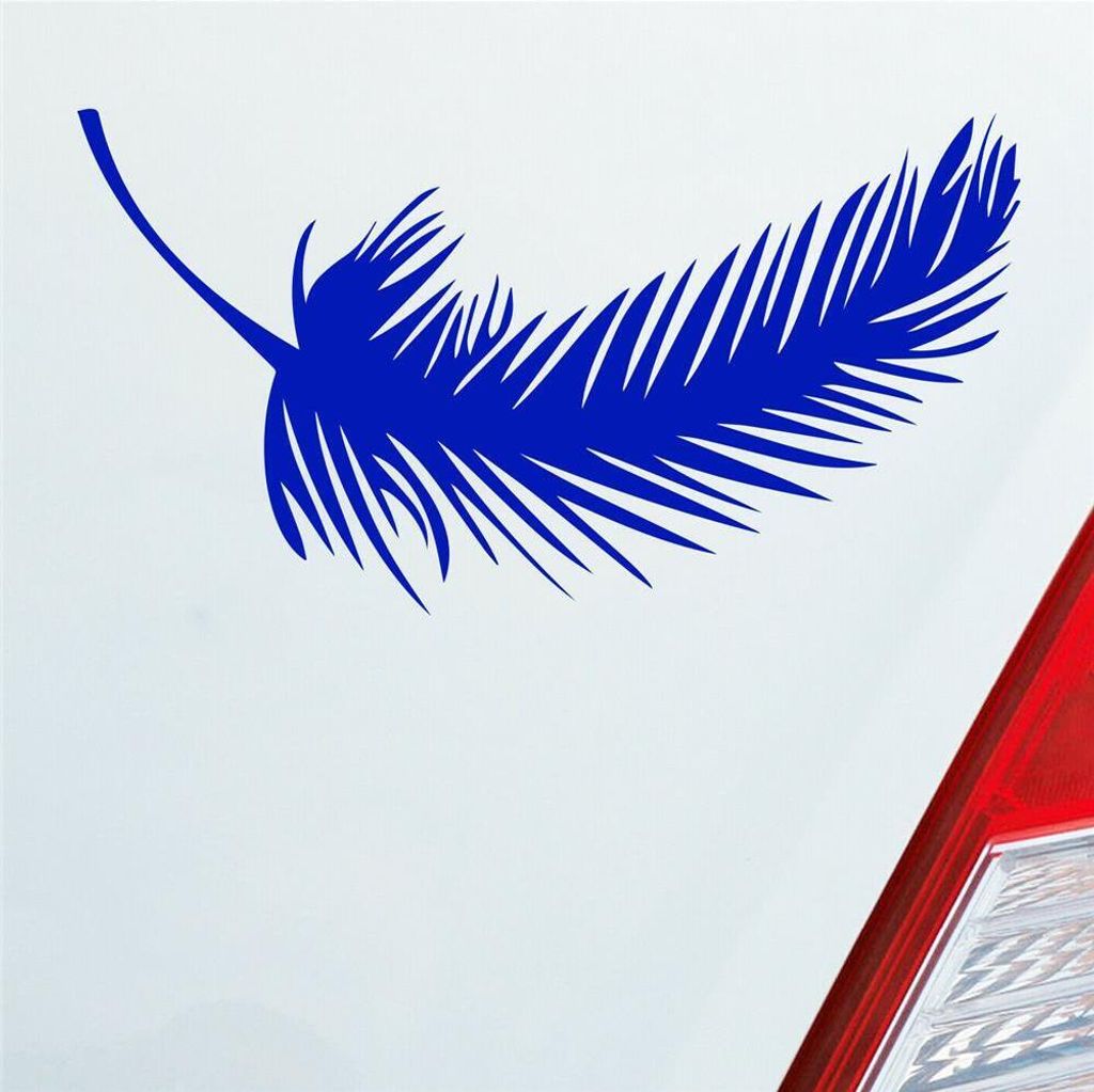 Auto Aufkleber Feder Federn Tuning Deko Vintage 10x5,5 cm Dunkelblau Sticker Heckscheibenaufkleber