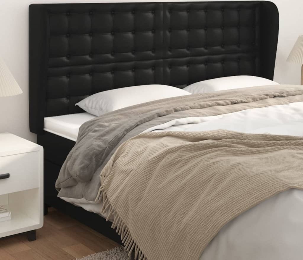 Kopfteil mit Ohren Schwarz 203x23x118/128 cm Kunstleder , Kopfteile Design 2024