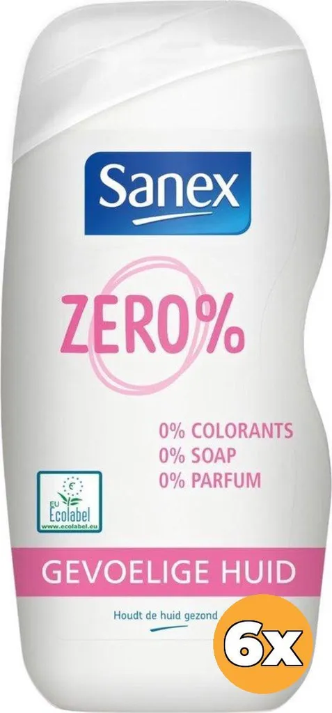 Gel douche Sanex Zero % peaux sensibles lot de 6 flacons de 400 ml