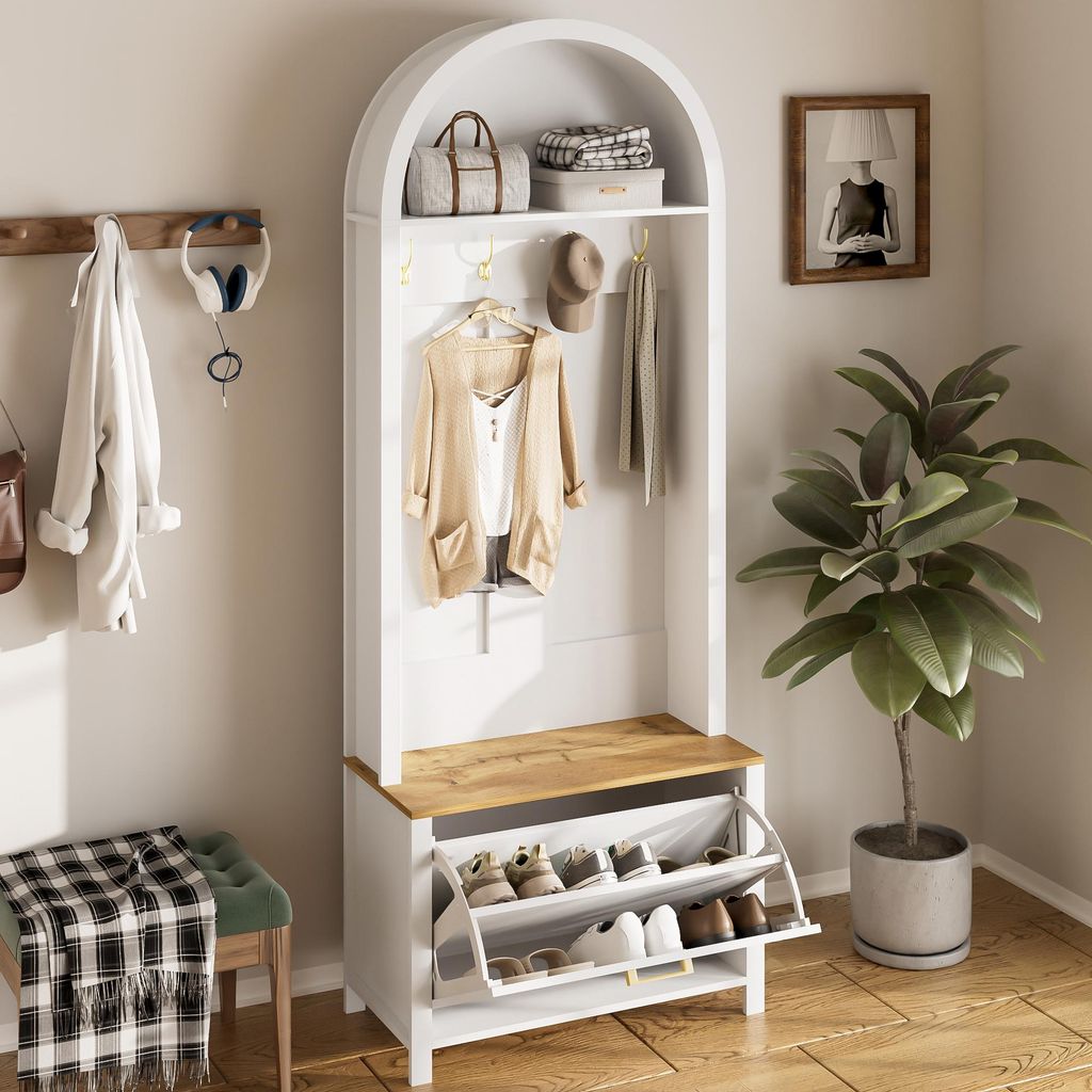 MODFU Meuble d’Entrée Multifonction avec Crochets, Étagères Image du produit 