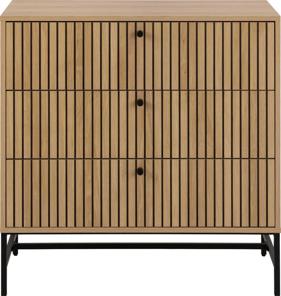 Commode de chambre Albany en bois clair avec 3 grands tiroirs