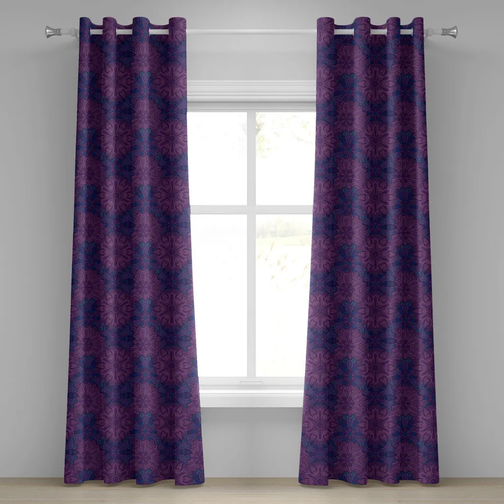 Rideaux décoratifs à 2 panneaux motif cachemire indigo 280x175 cm