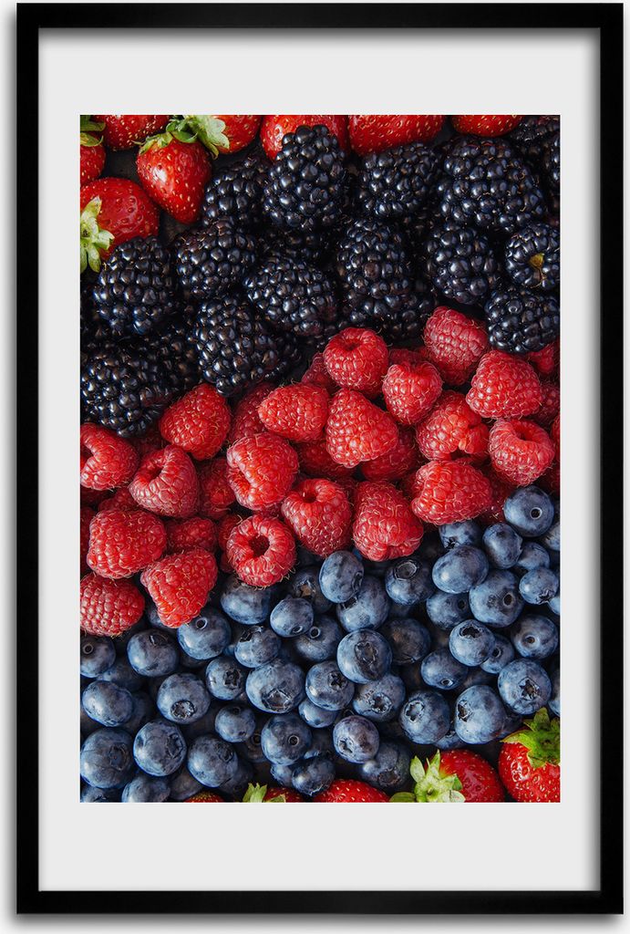 Bild - Bilderrahmen - 40 cm x 60 cm - MDF - Rahmen - Wandkunst - Waldfrüchte