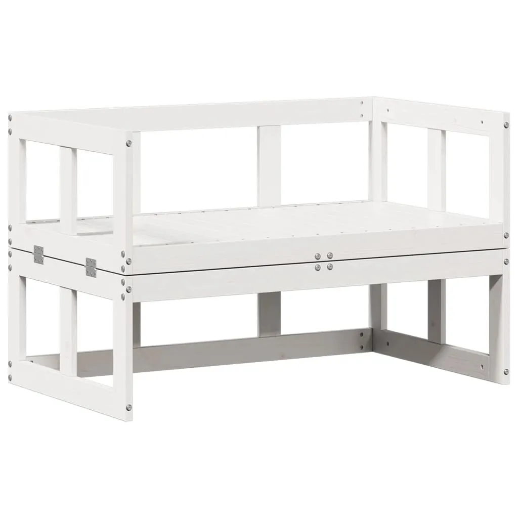 Banquette de jardin modulable blanche en pin massif pour terrasse chic