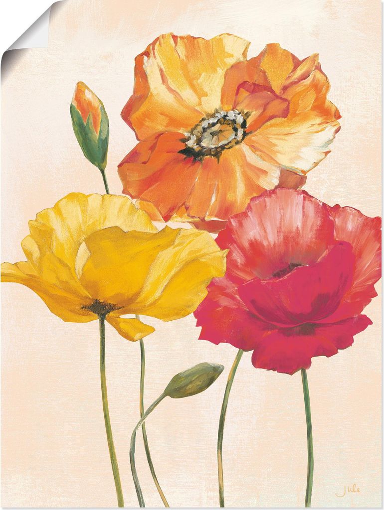ARTland Poster Bunte Mohnblumen I Größe: 45x60 cm