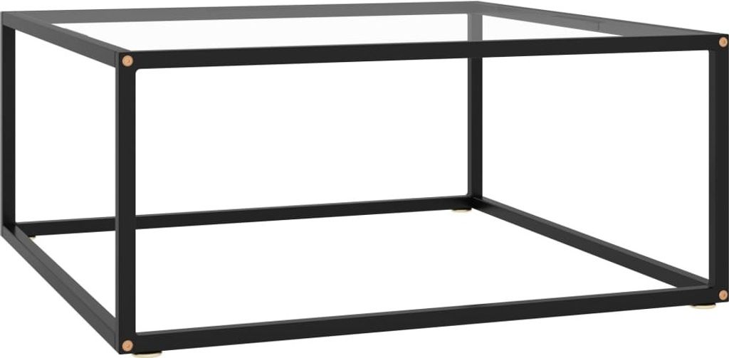The Living Store Couchtisch Schwarz mit Hartglas 80x80x35 cm