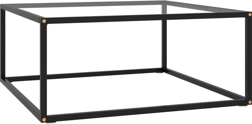Offerta Tavolino Nero Vetro Temperato 80x80x35 cm - Design Moderno
