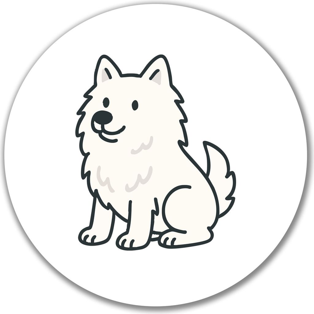 Huuraa Aufkleber American Eskimo Dog Comic Eskie 10cm rund Sticker Geschenkidee